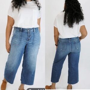 HIDDEN Franklin Wide Legs Jeans Button Fly Medium Wash Grandmacore Boho Trendy